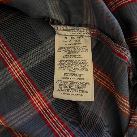 Columbia Nylon Plaid Long Sleeve Button Down Shirt Blue Gray Red Size XS - Picture 8 of 8